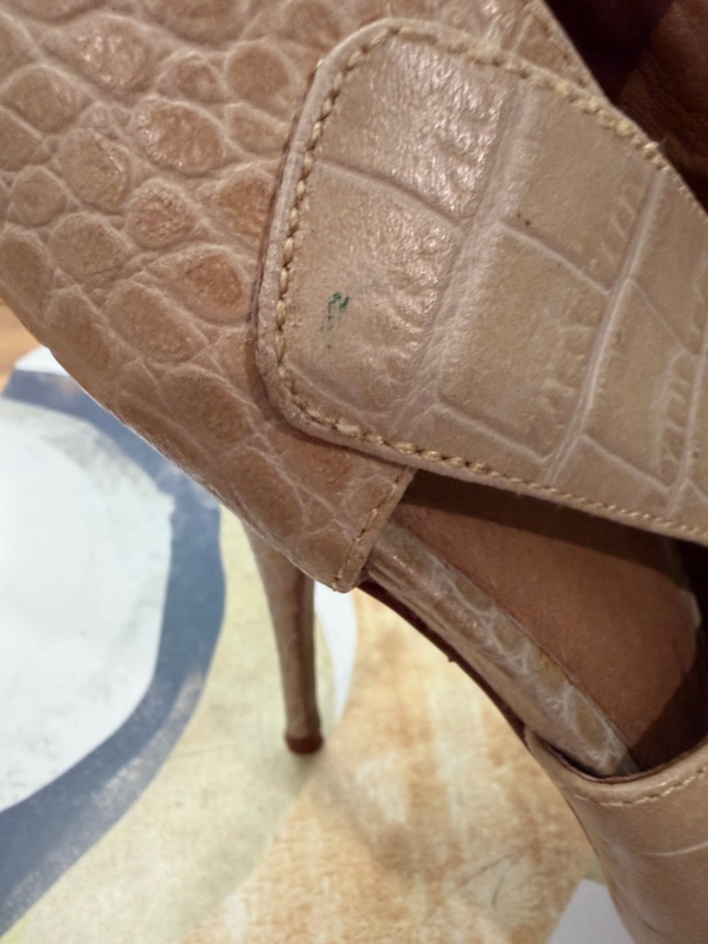 Elizabeth and James Croc Print Peep Toe Pumps - Picture 6 of 7